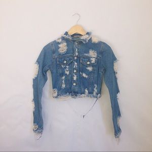 NWOT Carmar Distressed Short Denim Jacket